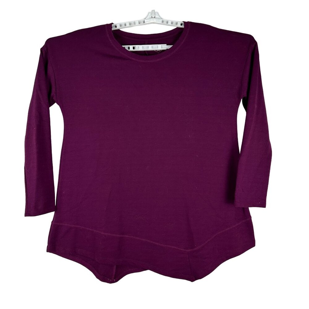 St Johns Bay Womens Large Purple Long Sleeve Asymmetrical Hem Knit Top